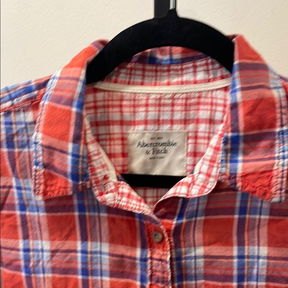 Abercrombie & Fitch Red and Blue Plaid Button-Down Shirt - Picture 5 of 6